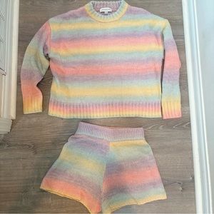 New without tags something navy poppy ombré sweater and shorts set